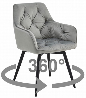 Изображение Krzeso JORK360 - aksamit srebrno-szary / nogi czarne x 1