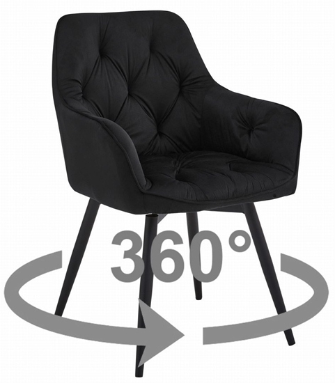 Изображение Krzeso JORK360 - czarny aksamit / nogi czarne x 1