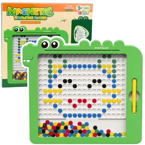 Picture of LeanToys Tablica Magnetyczna Ukadanka Mozaika Dinozaur Zielony Karty 20 Wzorów