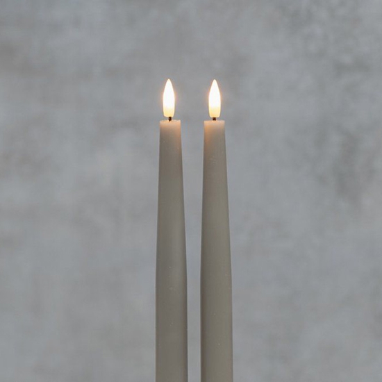 Picture of LED galda sveces ar 3D liesmu, 2 gab., pelēkas