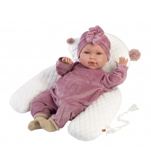 Изображение Lelle zīdainis Abril 42 cm (spilvens, raud, runā, ar mānekli, mīkstais ķermenis) Spānija LL74118