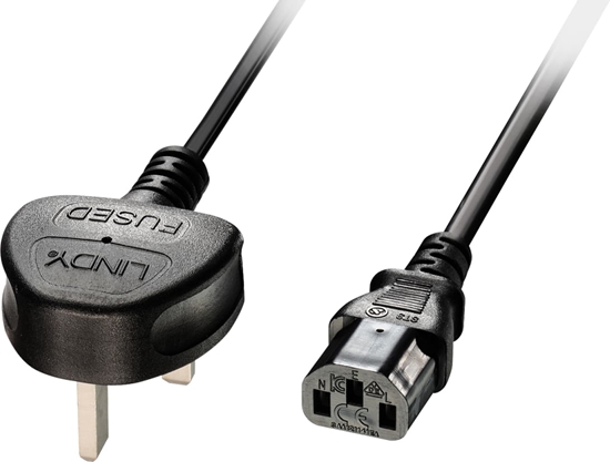Picture of Lindy UK 3 Pin Plug to IEC C13 Mains Power Cable, 3m