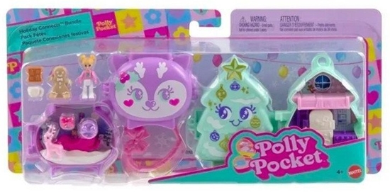 Изображение Mattel Polly Pocket witeczny zestaw kompaktowy 2-pak (JGM53)