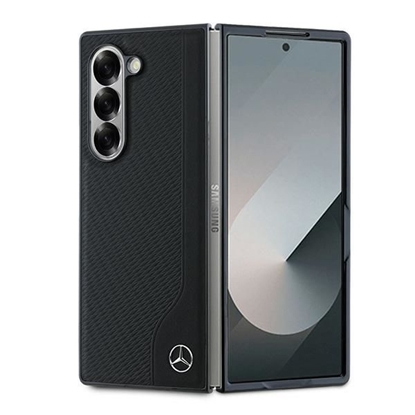 Изображение Mercedes-Benz Mercedes Leather Wood Imitation MagSafe Case for Samsung Galaxy Z Fold 6 - Black