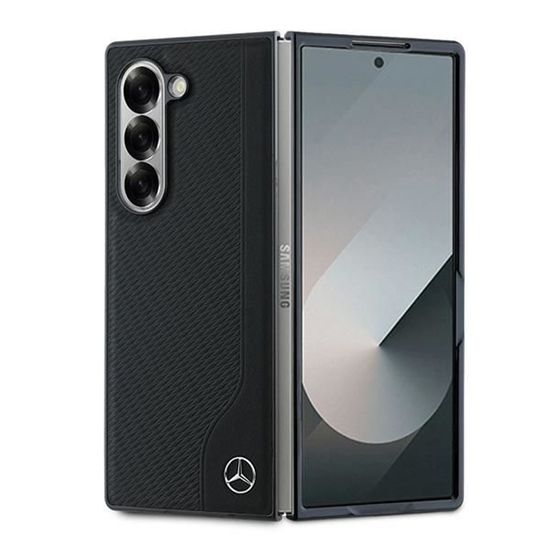 Изображение Mercedes-Benz Mercedes Leather Wood Imitation MagSafe Case for Samsung Galaxy Z Fold 6 - Black