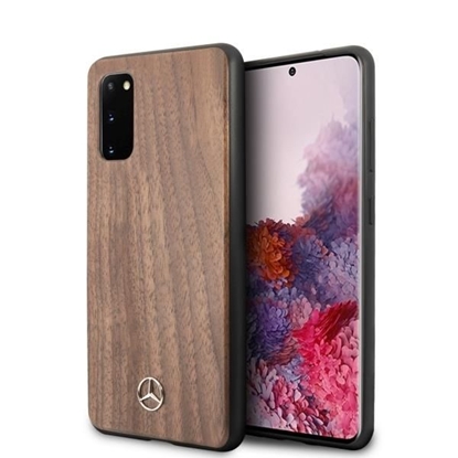Attēls no Mercedes-Benz Mercedes Wood Line Walnut Case for Samsung Galaxy S20 - Brown