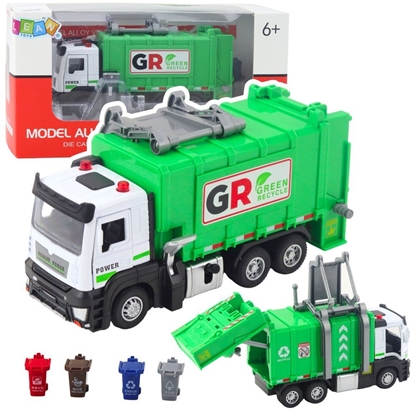 Изображение mieciarka Z Napdem 4 Pojemniki Na mieci wiata Dwiki Zielona LEAN Toys