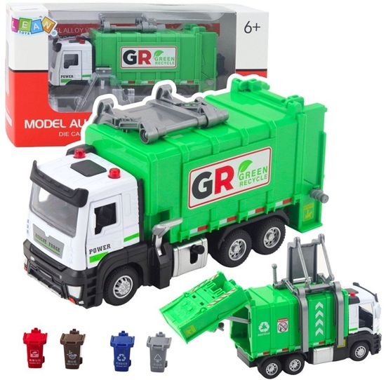 Picture of mieciarka Z Napdem 4 Pojemniki Na mieci wiata Dwiki Zielona LEAN Toys