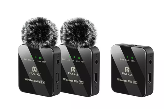 Picture of Mikrofons Puluz PU3154B Wireless Lavalier Microphone 2 TX + 1 RX