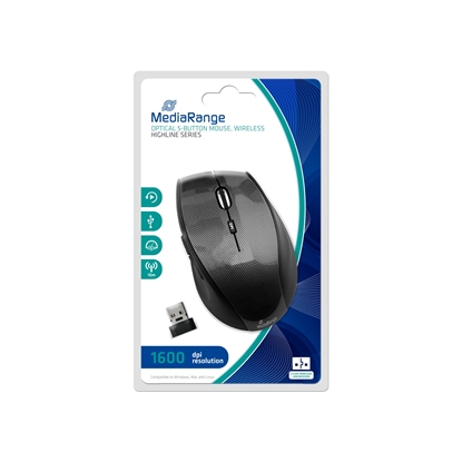 Picture of MOUSE USB OPTICAL WRL 5-BUTTON/BLACK MROS207 MEDIARANGE