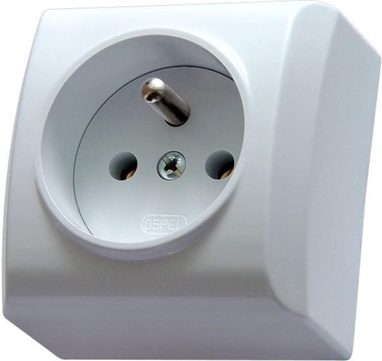 Picture of Ospel Gniazdo BIS pojedyncze natynkowe z uziemieniem biae (GN-1BZ/00)