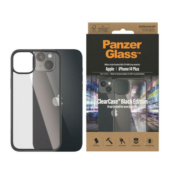 Picture of PanzerGlass | ClearCase with Black Frame | Case | Apple | iPhone 14 Plus | Black | Military grade standard; Scratch resistant; Shock resistant; Antibacterial; 100% recycled frame material