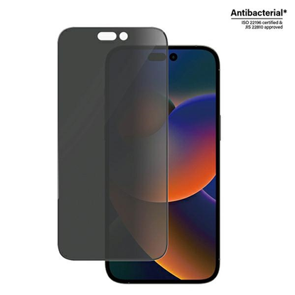 Picture of PanzerGlass | Screen protector | Apple | iPhone 14 Pro Max | Tempered glass | Black | Ultra-Wide Fit; Diamond strength; Fingerprint resistant, Privacy Filter