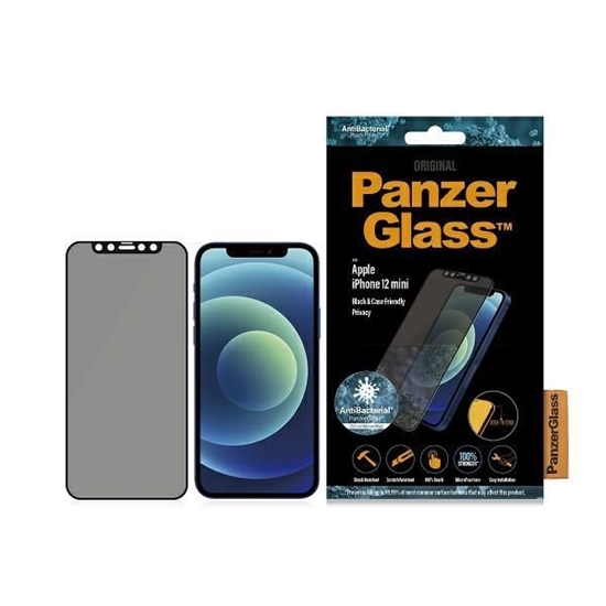 Изображение Panzer Glass PanzerGlass E2E Super+ Microfracture antibacterial tempered glass for iPhone 12 mini - with black frame