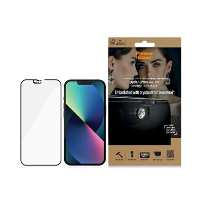 Attēls no PanzerGlass E2E Microfracture iPhone 13 /13 Pro 6,1" CamSlider Swarovsky Case Friendly AntiBacterial czarny/black 2751