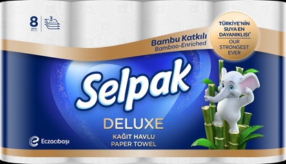 Picture of Papīra dvieļi SELPAK Deluxe Bamboo, 3 slāņi, 9.6m, 75 loksnes, 8 ruļļi