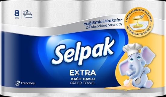 Picture of Papīra dvieļi SELPAK Extra Calorie Absorb, 3 slāņi, 9m, 75 loksnes, 8 ruļļi