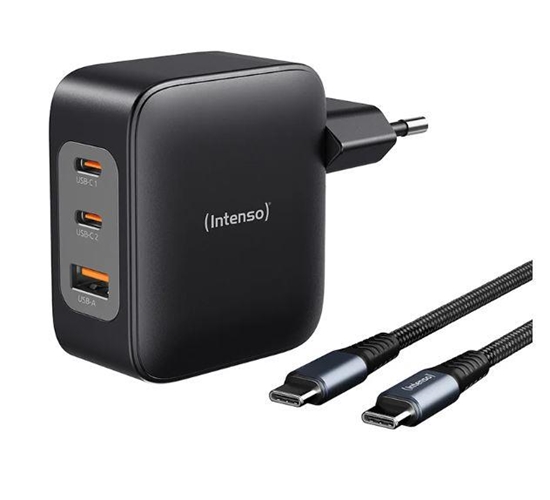 Изображение Intenso Power Adapter 100W   GaN 2x USB-C 1x USB-A inkl. Kabel 2m
