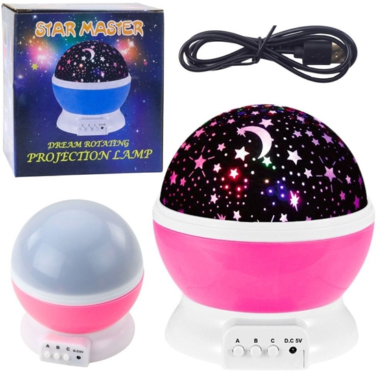 Picture of Projektor Gwiazd Obrotowy 360 LED Lampka Nocna Róowy LEAN Toys