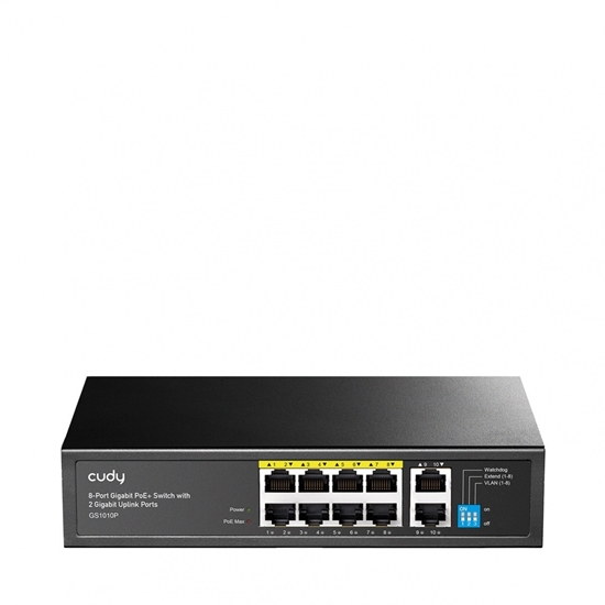 Picture of Przełącznik GS1010P 8-Port Gigabit PoE+ Switch, 2 Gigabit Uplink   Ports 120W 