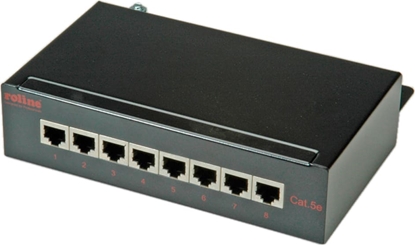 Picture of Roline Cat.5e (Class D) Wall Mount Patch Panel, 8 Ports, STP, black