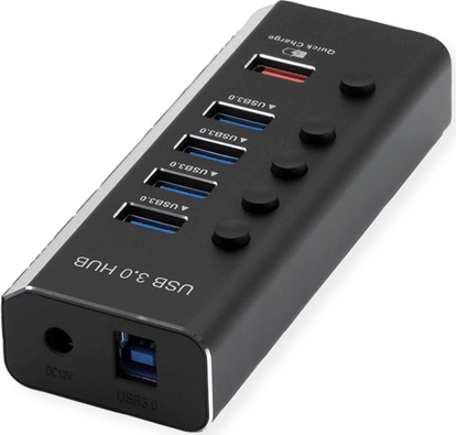 Picture of Roline USB 3.2 Gen 1 Hub, 4 Ports + 1x Charging Port, Switchable