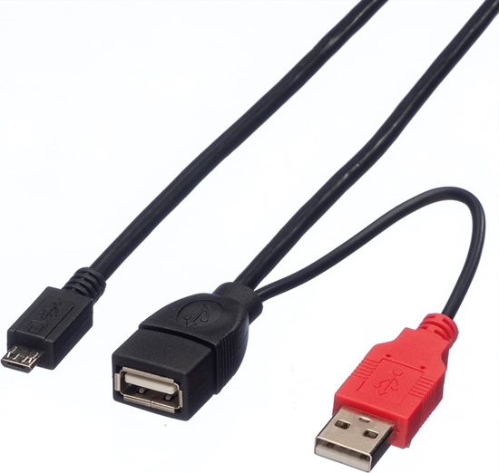 Изображение Roline USB2.0 Y Cable, 2x Type A M/F - 1x MicroB M, 1m