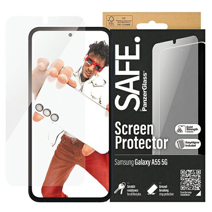 Picture of SAFE by PanzerGlass Screen Protector Samsung Galaxy A55 5G | Ultra-Wide Fit w EasyAligner | PanzerGlass
