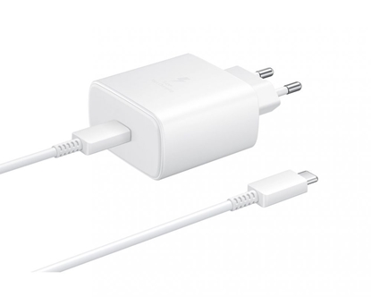 Attēls no Samsung EP-TA845EWE + EP-DW767JWE Samsung 45W Travel Charger + USB-C/USB-C Data Cable White (OOB Bulk)
