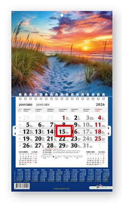 Изображение Sienas kalendārs 2026 gadam Mini, divdaļīgs ar metāla spirāli, Jūra