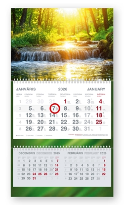Picture of Sienas kalendārs 2026 gadam Short Plus, trīsdaļīgs ar metāla spirāli, Upe