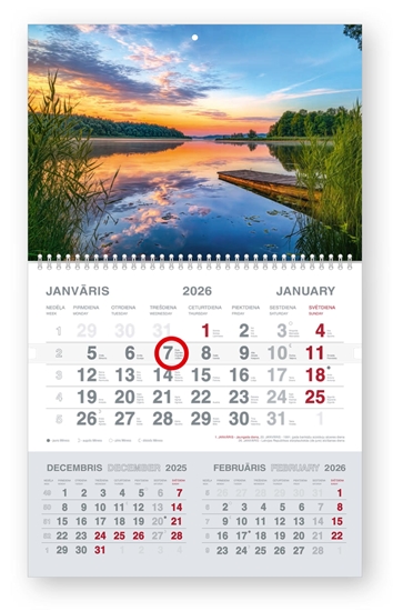 Picture of Sienas kalendārs 2026 gadam Short, divdaļīgs ar metāla spirāli, Laipa