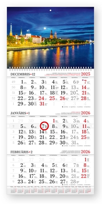 Изображение Sienas kalendārs 2026 gadam Standart, divdaļīgs ar metāla spirāli, 365latviski