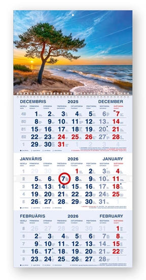 Picture of Sienas kalendārs 2026 gadam Standart, divdaļīgs ar metāla spirāli, Jūra, zilas lapas