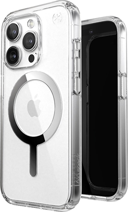 Attēls no Speck Speck Presidio Perfect-Clear MagSafe - Etui iPhone 15 Pro (Clear / Chrome Finish / Serene Silver)