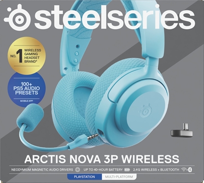 Picture of SteelSeries Gaming Headset | Arctis Nova 3PW | Bluetooth | Over-ear | Noise canceling | Wireless | Aqua