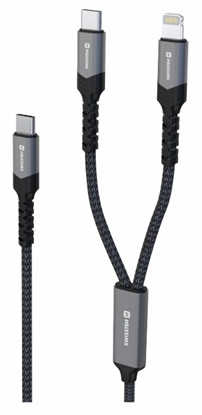 Изображение Swissten Textile 2in1 USB-C / Lighting Cable 100W 1.5m