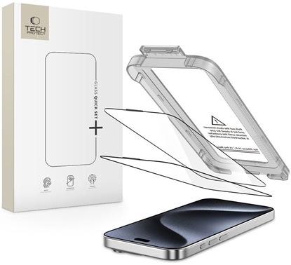 Изображение Tech-Protect Tech-Protect Quick Set+ 2-pack tempered glass for iPhone 15 Pro Max - black