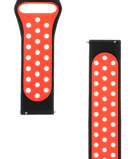 Picture of Tactical 20mm Double Silicone Watch Band Black Red