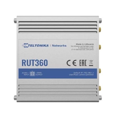 Picture of Industrial Cellular Router | RUT360 LTE CAT6 | 1 x LAN ports, 10/100 Mbps, compliance with IEEE 802.3, IEEE 802.3u standards, supports auto MDI/MDIX crossover Mbit/s | Ethernet LAN (RJ-45) ports 2 x RJ45 ports, 10/100 Mbps | Mesh Support No | MU-MiMO Yes 