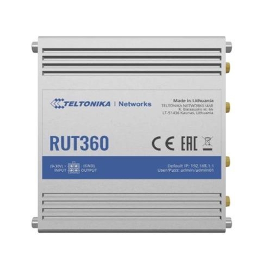 Picture of Industrial Cellular Router | RUT360 LTE CAT6 | 1 x LAN ports, 10/100 Mbps, compliance with IEEE 802.3, IEEE 802.3u standards, supports auto MDI/MDIX crossover Mbit/s | Ethernet LAN (RJ-45) ports 2 x RJ45 ports, 10/100 Mbps | Mesh Support No | MU-MiMO Yes 