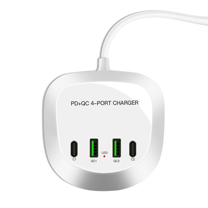 Изображение Travel charger T3P+ - 2xType C + 2xUSB - QC + PD 4