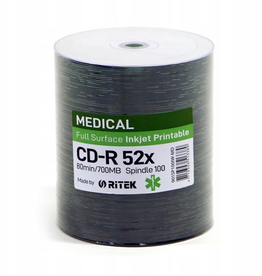 Picture of TRAXDATA RITEK CD-R 700MB 52X PRINTABLE MEDICAL CAKE*100  901CK100IW-MD