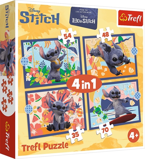 Изображение Trefl Puzzle 4w1 Lilo & Stitch, Wakacje na Hawajach - cznie 207 elementów (34666)