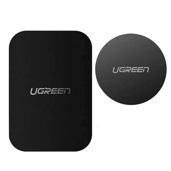 Picture of Ugreen Ugreen LP123 60410 round/rectangular metal plates for magnetic phone holders - black (2 pcs) Black