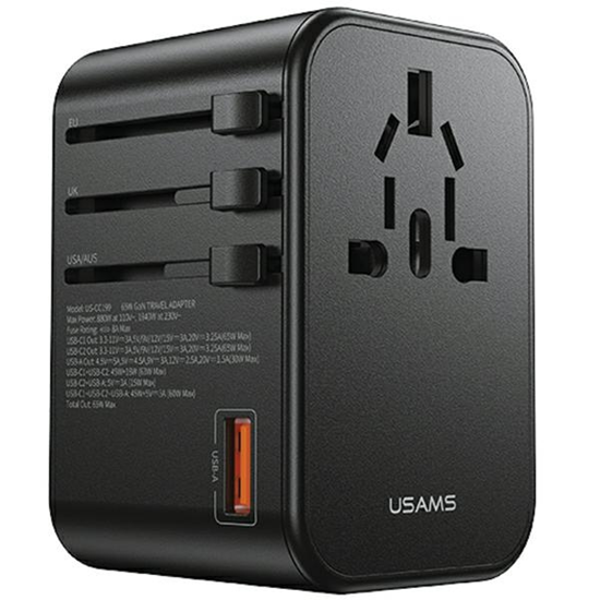 Picture of USAMS Adapter siec 1xUSB+2xUSB-C T62 65W 4w1 US|AU