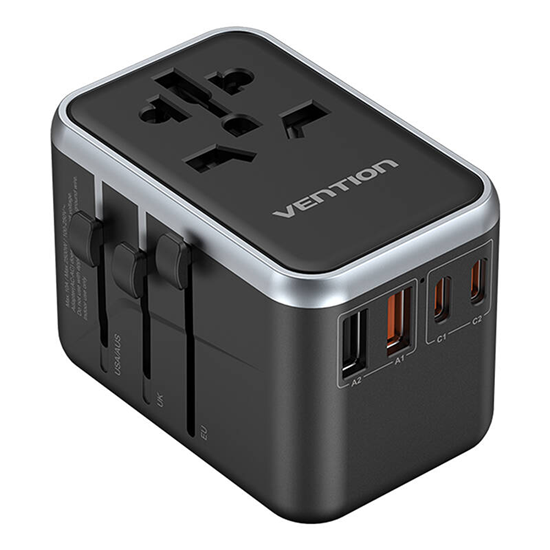 Picture of Vention Vention FJFB0 GaN 2xUSB-C 2xUSB-A Universal Travel Adapter 65W (black)