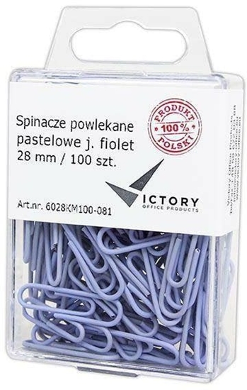 Picture of Victory Office Product SPINACZE BIUROWE VICTORY OFFICE 28MM 100 SZT. OKRGE PASTELOWE JASNOFIOLETOWE POJEMNIK PLASTIKOWY ZAWIESZANY