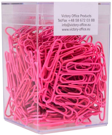 Picture of Victory Office Product Spinacze okrge 28mm VICTORY OFFICE PRODUCTS 60286H300-095 neonowe róowe metalowe powlekane w pojemniku plastikowym 300szt