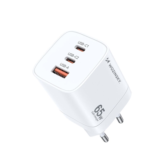 Picture of Wozinsky Wozinsky CGWCW 65W USB-A / 2 x USB-C GaN wall charger - white